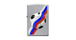Зажигалка ZIPPO Российский футбол с покрытием Street Chrome™, латунь/сталь, серебристая, 36x12x56 мм